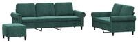 vidaXL Sofa, 3-tlg. Sofagarnitur mit Kissen Dunkelgr&uuml;n Samt