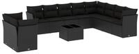 vidaXL Loungeset vidaXL 11-tlg. Garten-Sofagarnitur mit Kissen Schwarz Poly...