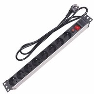 PEREL PDU-Steckdosenleiste mit 8 Typ-E-Steckdosen mit Erdung, 3680 W Stromve