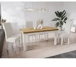 WFL GROUP Esstisch Avena ausziehbar rechteckig modern mit wei&szlig;en Holzbeinen (MADE IN