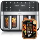 Arendo Hei&szlig;luftfritteuse XXL Doppelkammer Airfryer 9L mit Backpapier &...