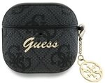 Guess Kopfh&ouml;rer-Schutzh&uuml;lle Case AirPods 4 Kunstleder grau Logo Metal Kette