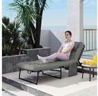 Outsunny Gartenliege Feldbett, Campingbett mit Seitentasche, Kopfkissen,