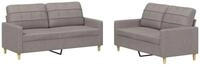 vidaXL Sofa 2-tlg. Sofagarnitur mit Kissen Taupe Stoff