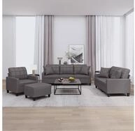 vidaXL Sofa vidaXL 4-tlg. Sofagarnitur mit Kissen Grau Kunstleder