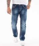 Rock Creek Straight-Jeans Herren Jeans dicke N&auml;hte Dunkelblau RC-2272