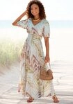 LASCANA Maxikleid mit Alloverdruck und V-Ausschnitt aus Webware Sommerkleid mit
