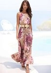 LASCANA Maxikleid mit Alloverprint und Knopfleiste hinten, aus gewebter Viskose