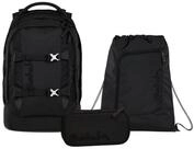 Satch Schulranzen Schulrucksack-Set PACK Nordic Black 3-teilig (3-teilig),