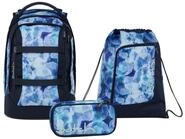 Satch Schulranzen Schulrucksack-Set PACK Blurry Sky 3-teilig (3-teilig), ergonomisch,