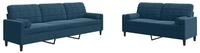 vidaXL Sofa 2-tlg. Sofagarnitur mit Kissen und Nackenrollen Blau Samt, 1 Teile