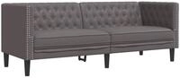 vidaXL Sofa Chesterfield-Sofa 3-Sitzer Grau Kunstleder
