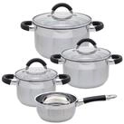 Elo Topf-Set 4-teilig BLACK STEAM, mit Glasdeckel, Innenskala, Edelstahl,