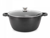 Cheffinger Kochtopf XXL mit Deckel &oslash;44 cm mit Marmorbeschichtung ca. 23 L - Schwarz,