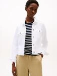 Jeansjacke TOMMY HILFIGER "DNM SLIM JACKET WHITE", Damen, Gr. 46, wei&szlig; (optic
