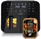 Arendo Hei&szlig;luftfritteuse XXL Doppelkammer Airfryer 9L mit Backpapier &...