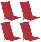 Beautissu Hochlehnerauflage 4er Set Gartenstuhlauflage Loft HL Rot, 120x50x6cm,