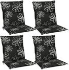 Beautissu Sitzauflage Flores Niedriglehner 4er 100x50 cm schwarz mit Blumen,...