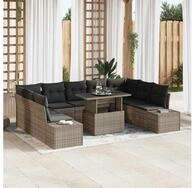 vidaXL Gartenlounge-Set vidaXL Gartensofa-set 10 stk. Grau Poly-Rattan