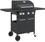 vidaXL Gasgrill Gasgrill mit 4 Flammen Schwarz Pulverbeschichteter Stahl schwarz