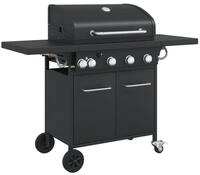 vidaXL Gasgrill Gasgrill mit 5 Flammen Schwarz Pulverbeschichteter Stahl