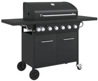 vidaXL Gasgrill Gasgrill mit 7 Flammen Schwarz Pulverbeschichteter Stahl