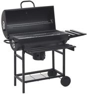 vidaXL Grillkamin Grillwagen mit R&auml;dern und Ablagen Schwarz Stahl 115x85x95 cm