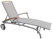 Brafab Gartenliege Andy aus Teakholz, Beige, Mit R&auml;dern