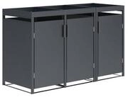 DEGAMO M&uuml;lltonnenbox ULM mit Pflanzwanne, Stahl grau, f&uuml;r 3 Tonnen 120 oder...