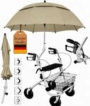 FabaCare Rollator Regenschirm mit Halterung f&uuml;r Rollatoren, Schirm f&uuml;r Gehwagen