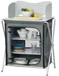 en.casa Campingtisch, Tullinge Campingk&uuml;che 70x52x109,5 cm Dunkelgrau grau 70 cm x