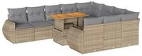 vidaXL Gartenlounge-Set 11-tlg. Garten-Sofagarnitur mit Kissen Beige Poly...