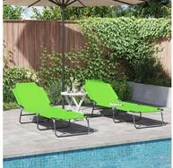 vidaXL Gartenliege, Klappbare Sonnenliege 2 pcs Gr&uuml;n 188 x 57 x 86,5 cm...