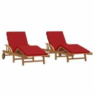 vidaXL Gartenliege Sonnenliege 2 pcs Rot 200 x 67 x 84 cm Massivholz, 2 St. rot