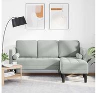 vidaXL Sofa, Sofa Set mit Kissen Hellgrau Polyester