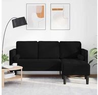vidaXL Sofa, Sofa Set mit Kissen Schwarz Polyester
