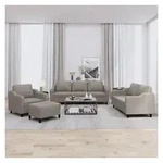 vidaXL Sofa, 4-tlg. Sofagarnitur mit Kissen Taupe Stoff