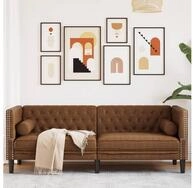 vidaXL Sofa, Chesterfield-Sofa 3-Sitzer Braun Kunstleder in Wildleder-Optik