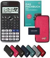 CASIO Taschenrechner fx-991DE X inkl. Schutztasche Pink & Fachbuch (128 Seiten, DIN