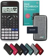 CASIO Taschenrechner fx-991DE X inkl. Schutztasche Hellgrau & Fachbuch (128 Seiten,