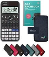 CASIO Taschenrechner fx-991DE X inkl. Schutztasche Blau & Fachbuch (128 Seiten, DIN