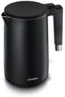 Arendo Wasserkocher aus Edelstahl, Doppelwand-Design, 360&deg; Controller, schwarz matt,