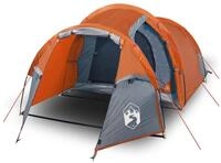 vidaXL Tunnelzelt, Campingzelt 3 Personen Grau und Orange Wasserdicht