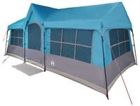 vidaXL Tunnelzelt Familienzelt mit Dach Blau und Grau 622 x 295 x 238 cm, (1...