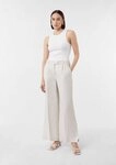 comma Chinos Hose Marlenehose aus Leinen mit Saum-Schlitzen