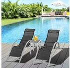 Outsunny Gartenliege Gartentischset Metall Mesh Silber 2 x Sessel 1 x Tisch,...