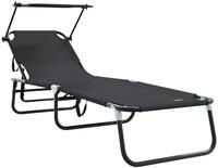 vidaXL Gartenliege Klappbare Sonnenliege Schwarz 190 x 57 x 81 cm Oxford, 1 St.