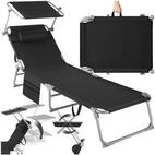 tectake Gartenliege Sonnenliege mit Seitentasche und Kopfpolster, 190 x 68 x 28...