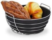 relaxdays Brotkorb Runder Brotkorb Metall mit Stoffeinsatz, Baumwolle, schwarz