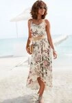LASCANA Maxikleid im Vokuhila-Stil mit Blumenprint, Druckkleid leichtes...